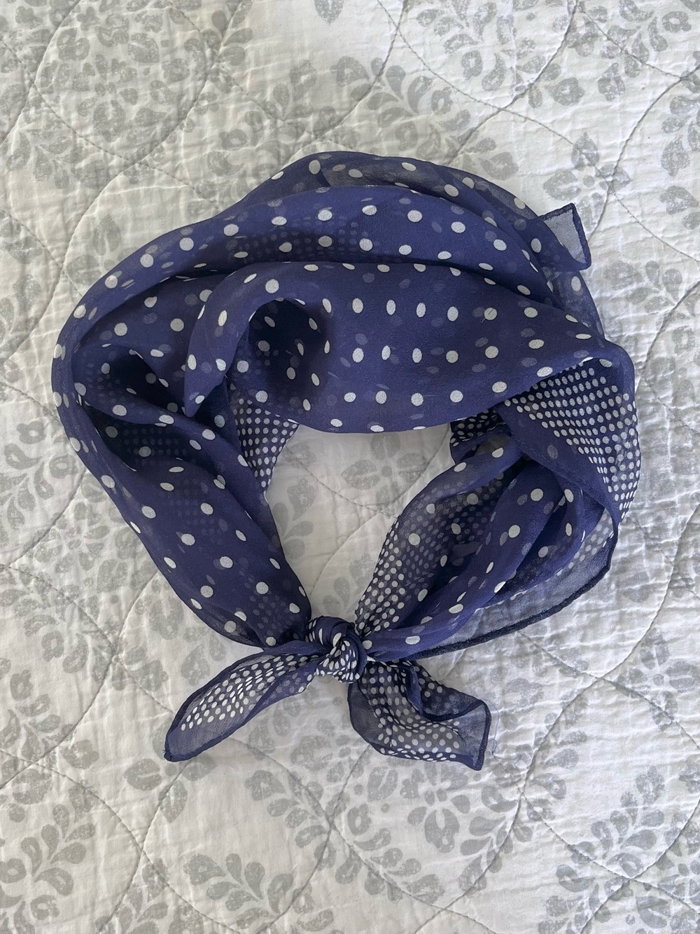 OS Lauren Ralph Lauren Blue Polka Dot Women's Silk Scarf